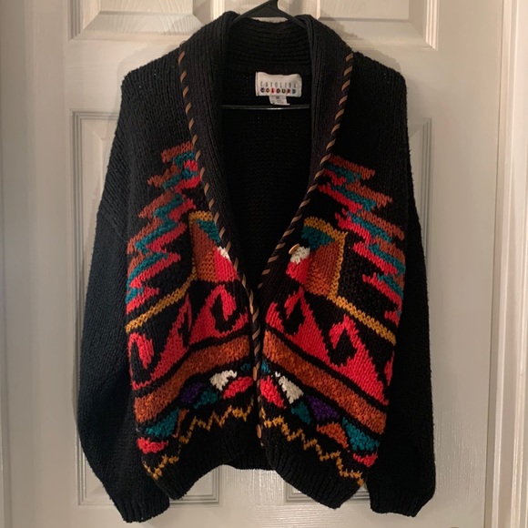 VINTAGE CAROLINA COLOURS Chunky Funky Kawaii Cute Cardigan Sweater - Picture 3 of 14